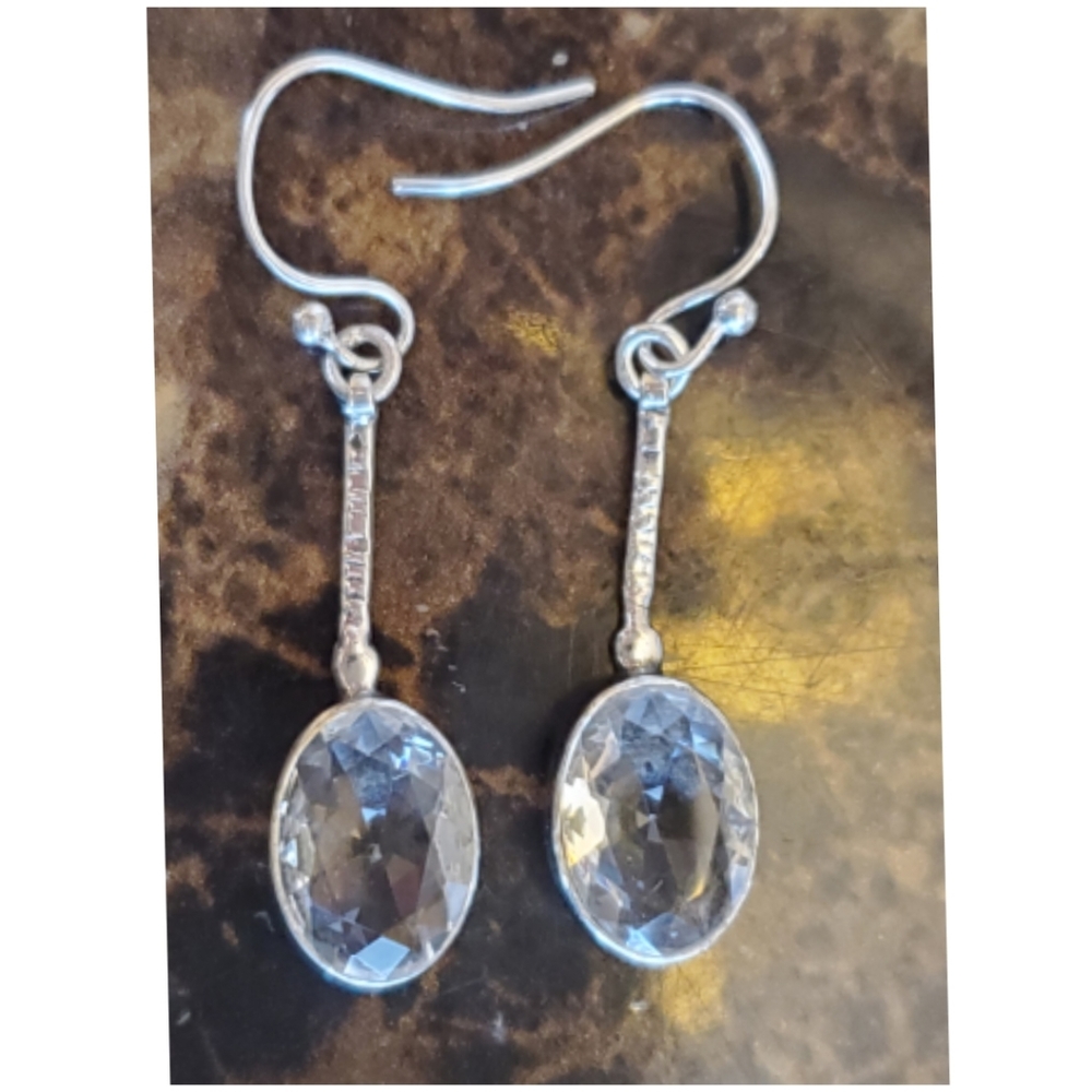 Genuine 10cttw White Topaz Earrings 2" long